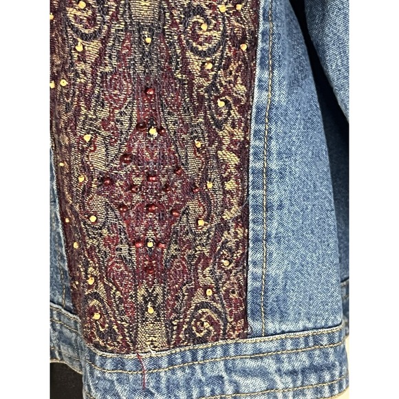 As Is-vintage Units Denim And Paisley Color block Jean Jacket 80s 90s - Picture 10 of 13